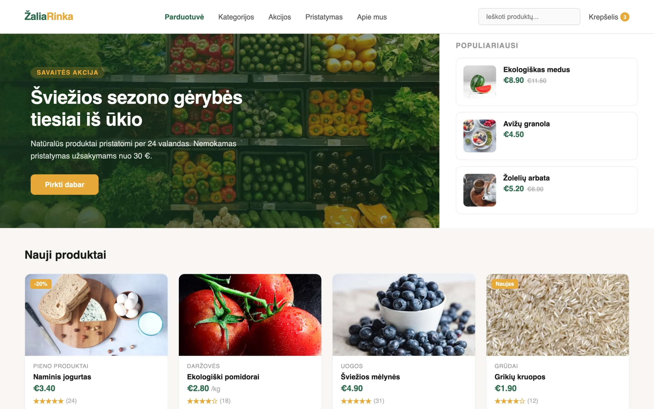 Maisto produktų el. parduotuvė